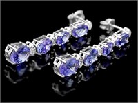 14k Gold Earrings 7.00ct Tanzanite & 0.50ct Diam