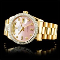 1.35ct Diamond Rolex Day-Date 18K YG Watch