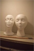 Two Styrofoam Head Displays