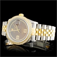 Diamond Rolex DateJust Watch in YG/SS