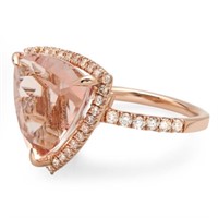 14K Gold Ring: 10ct Morganite & 0.65ct Diamond