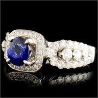 0.90ct Sapphire & 0.91ctw Diamond Ring 18K Gold