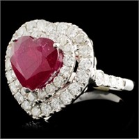 18K Gold Ruby & Diamond Ring: 4.22ct & 1.81ctw