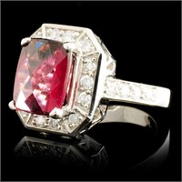 14K Gold Ring with 4.14ct Garnet & 0.52ctw Diam