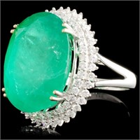 18K Gold Ring 21.74ct Emerald & 1.10ctw Diamond