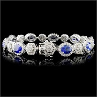 18K Gold Bracelet 9.13ctw Sapphires & 3.16ctw Diam