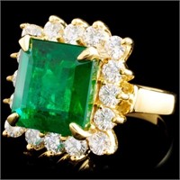 Emerald & Diamond Ring: 6.62ct & 1.81ctw, 18K Gold