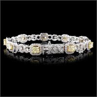 5.66ctw Fancy Colored Diamond Bracelet - 18K WG