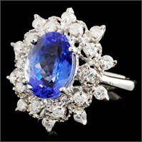 14K Gold Tanzanite 4.36ct & 0.73ctw Diamond Ring