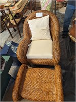 Cobra Style Wicker Chair and Ottoman