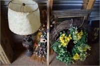 Lamp, Wreaths, Frame, etc