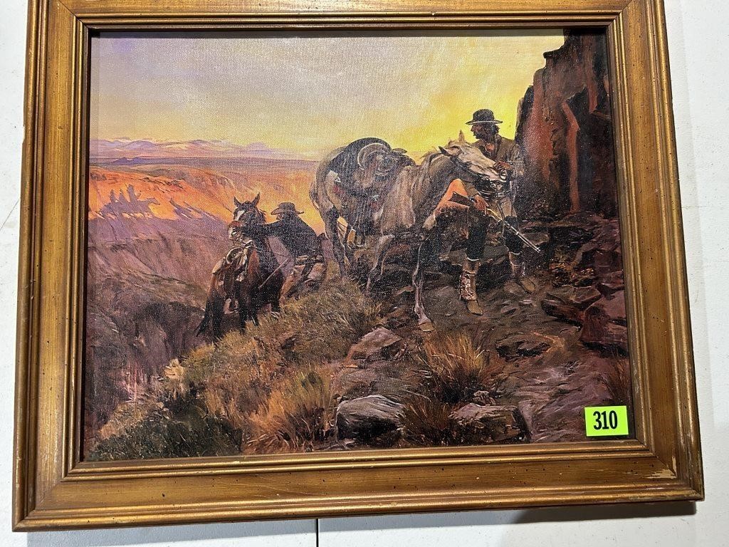 Western Picture on Canvas, Framed