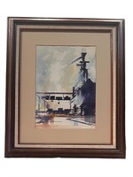 Framed Industrial Water Color (Signed and Dated)