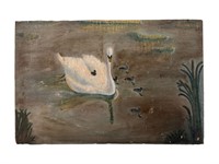 Swan Oil Painting on Board - O/B