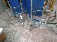 Glass & metal side & coffee table.