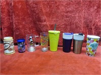 Starbucks travel cups & others.