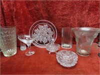 Glassware lot. Flowers vases and more.