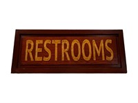 Painted Wooden Restrooms Sign