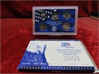 2001 US State Quarters Proof set coins.