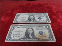 (2)1935D $1 Dollar silver certificate US