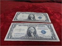 (2)1935E $1 Dollar silver certificate US