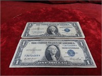 (2)1935E $1 Dollar silver certificate US