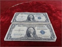 (2)1935G $1 Dollar silver certificate US