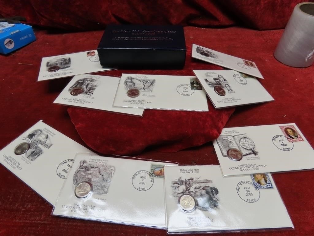 2004-2006(10)5 cent US coins & 1st day cover
