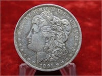 1891 Morgan Silver dollar US coin.