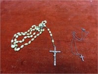 Beaded rosary & cross pendant w/necklace.