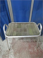 Red wood patio side table/footstool.