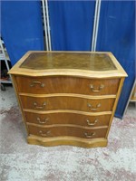 Vintage leather top 4 drawer dresser.