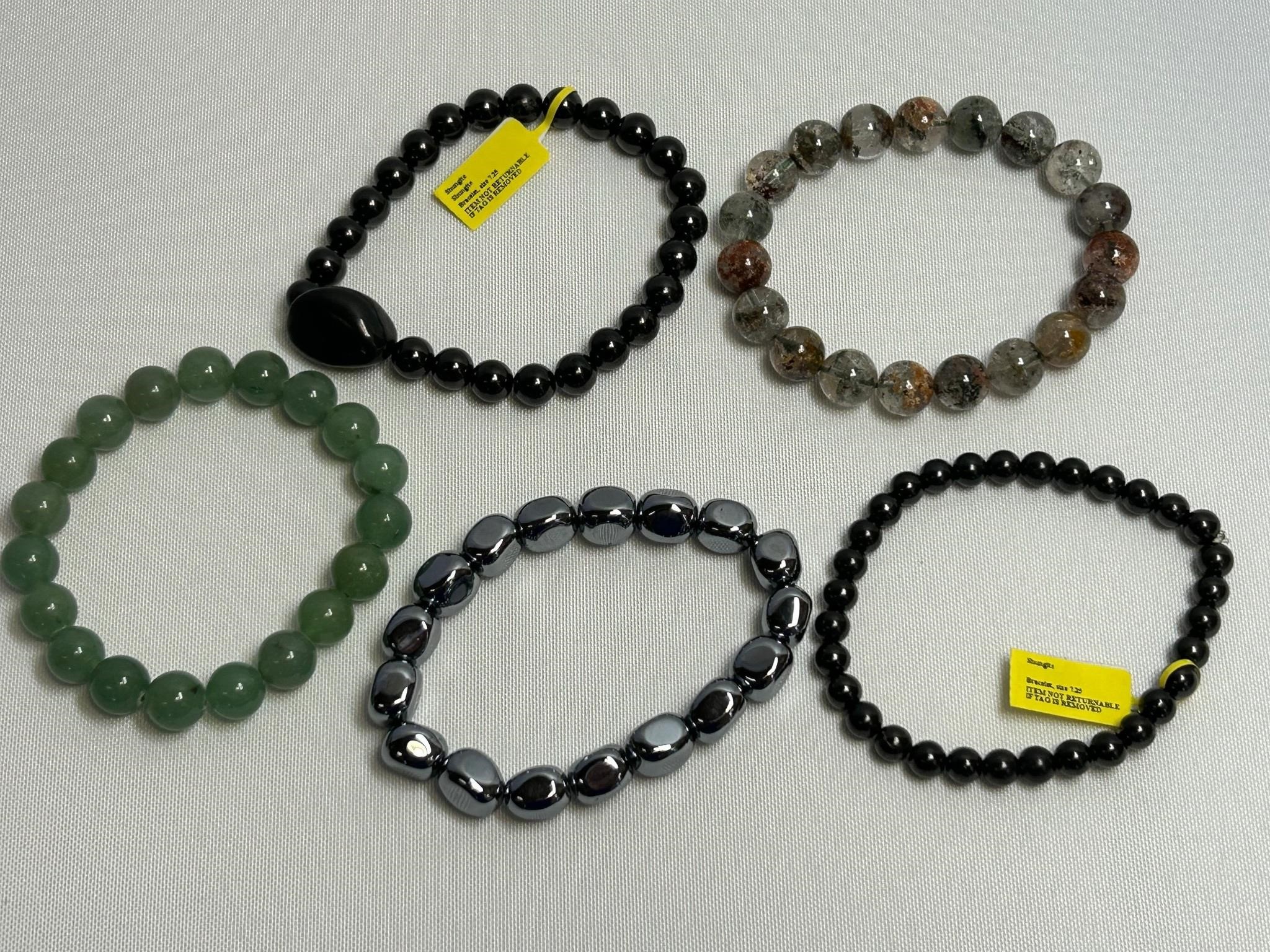 5 New Glass Bead Stretch Bracelets