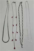 4 New 925 Necklaces 17” Silver Serpentine Chain