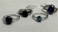 4 New D’Joy 925 Rings Blue Star Sapphire Size 9 ++