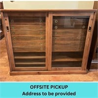 Antique Sliding Glass Door Drawer Cabinet