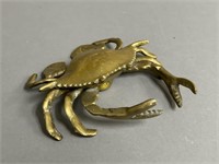 Mid Century Brass Crab Hinged Inkwell