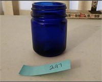 BLUE GLASS VICK VAPOR RUB JAR VINTAGE