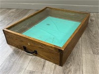 Solid Oak Glass Display Drawer