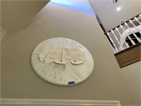 45" ROUND LIGHT COLORED SIGNED WALL ART