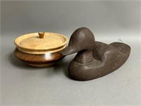 Hand Carved Wooden Bowl, Wooden Duck