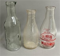 Three Vintage Glass Bottles