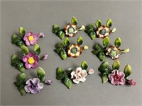 Collection of Handpainted Porcelain Stem Florals