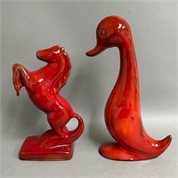 Pair of BMP Red Glaze Figurines