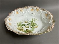 R.S. Prussia White Lily Serving Bowl