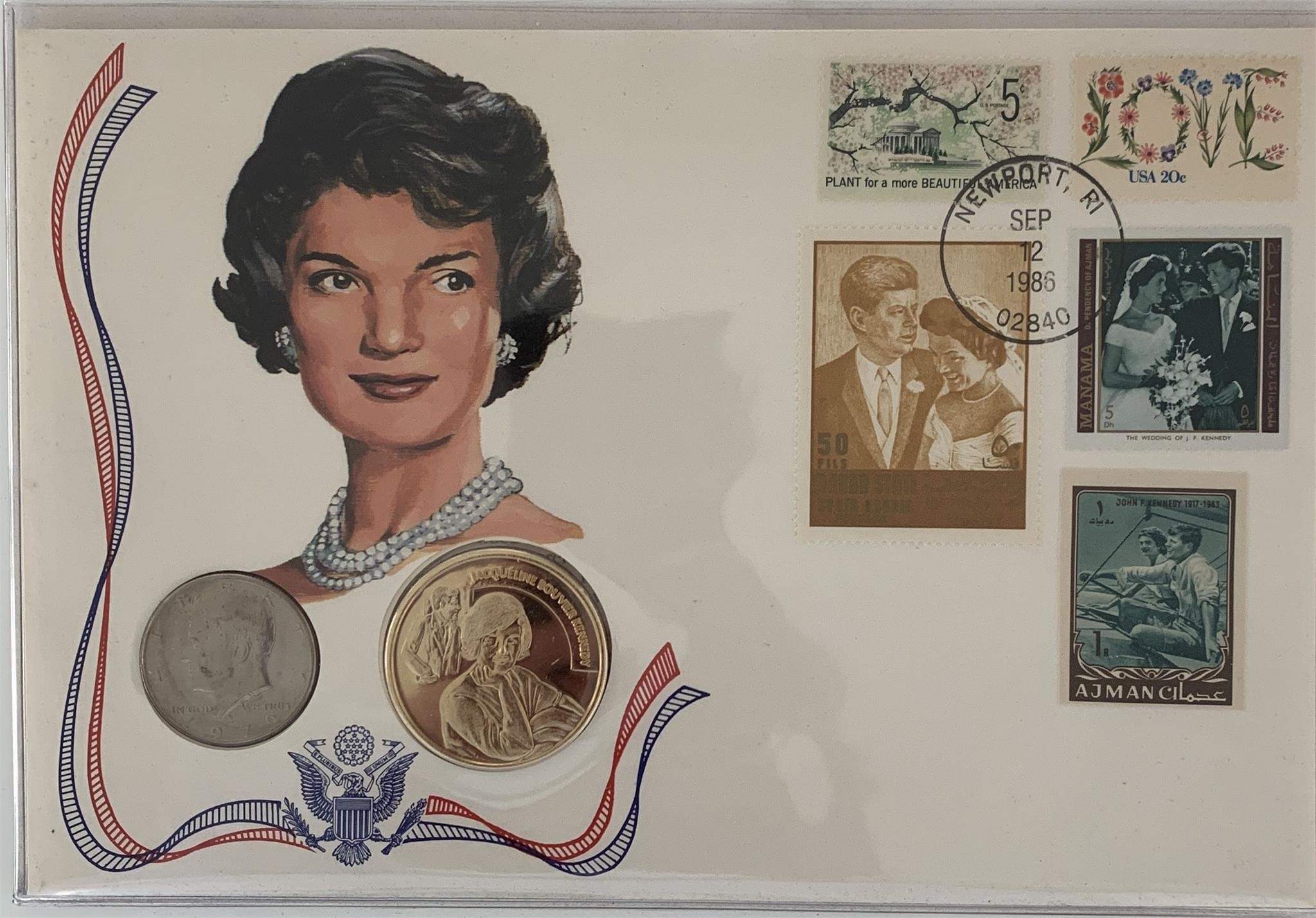 John F. Kennedy commemorative cover with coin