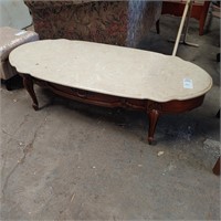 OVAL COFFEE TABLE WITH MARBLE TOP