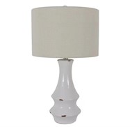 30-in White 3-Way Table Lamp with Linen Shade