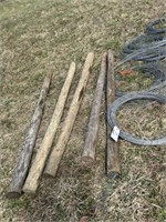 5 PRESSURE TREATED FENCE POSTS & FENCE  WIRE