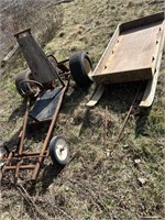 TOW BEHIND  WOOD SLED & OLDER GO CART